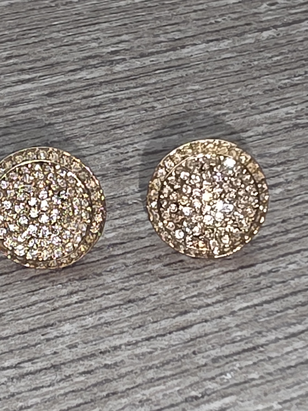 Gold Crystal Pave Round Stud Earrings - Women Jewelry